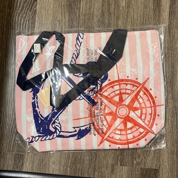 N.S.E.W Anchor Compass Print Women's Beach Tote Bag - Picture 6 of 6